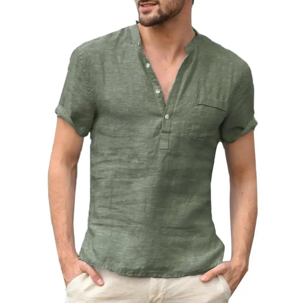 Jasper - Casual Linnen Henley Shirt