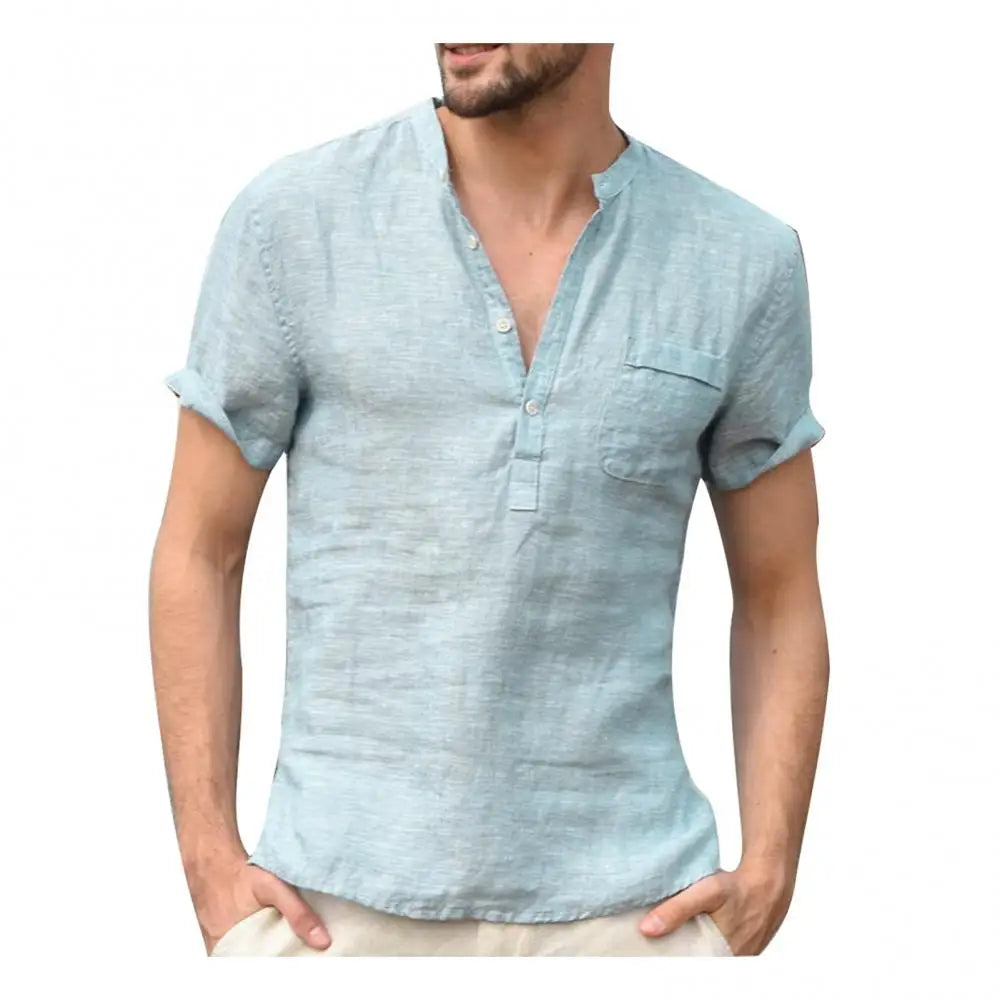 Jasper - Casual Linnen Henley Shirt